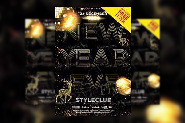 Luxury Modern New Year Eve Flyer Template FREE PSD