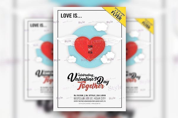 Minimal Border Valentine's Day Flyer Template FREE PSD