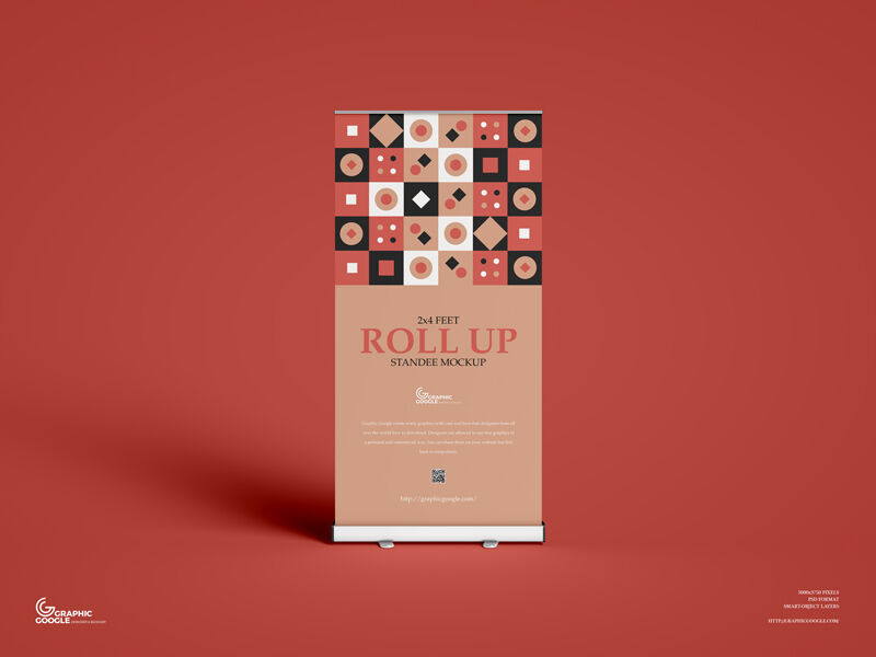 Minimal Front View Advertising Roll-up Standee Mockup FREE PSD
