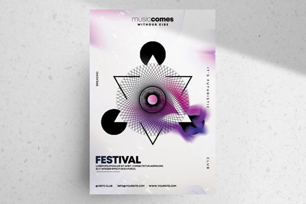 Minimal Geometric Music Event Flyer Template FREE PSD