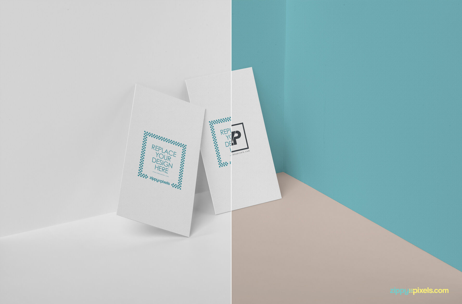 Minimal Wall Corner Vertical Business Cards Mockup FREE PSD