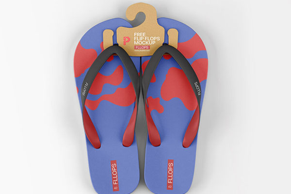Minimalist Top View Flip Flops with Hanger Mockup FREE PSD