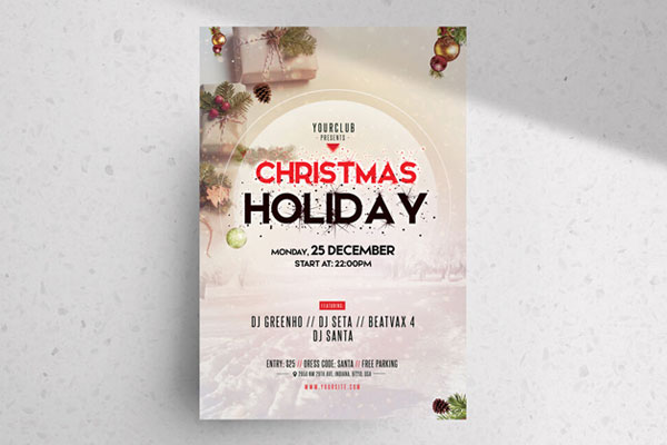 Minimalistic Christmas Event Flyer Template FREE PSD