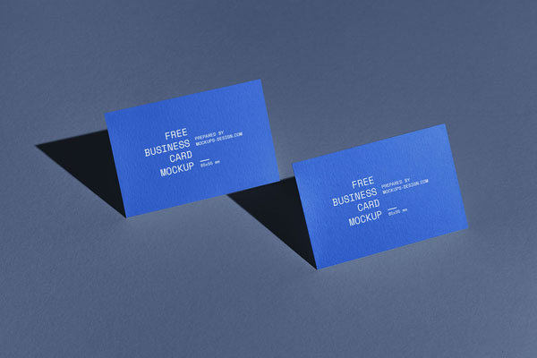 Minimalistic Mockup of Two Stand-up Business Cards with Strong Shadows FREE PSD