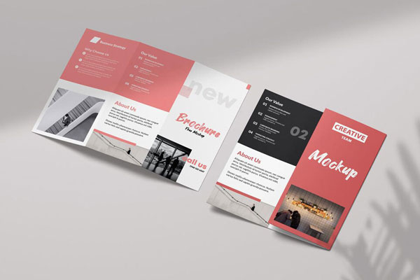 Mockup of 2 Perspective View Tri-fold Brochures FREE PSD