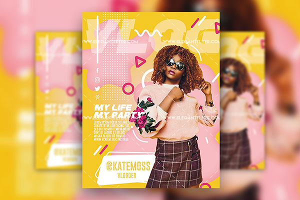Modern Abstract Personal Vlog Flyer Template FREE PSD