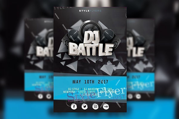 Modern Black DJ Party Flyer Template and Facebook Cover FREE PSD