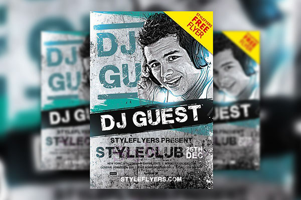Modern Bold DJ Party Flyer Template FREE PSD