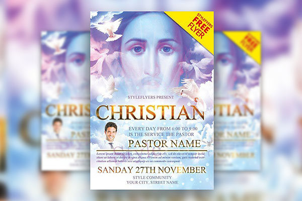 Modern Cloudy Church Event Flyer Template FREE PSD