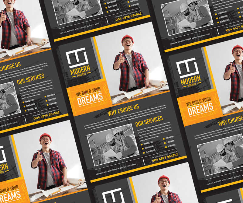 Modern Construction Company Flyer Template FREE PSD