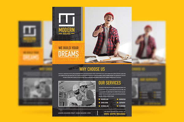 Modern Construction Company Flyer Template FREE PSD
