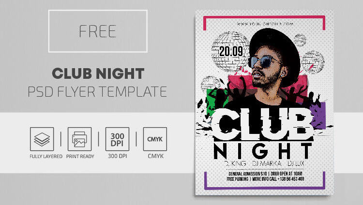 Modern, Dotted Club Flyer Template FREE PSD