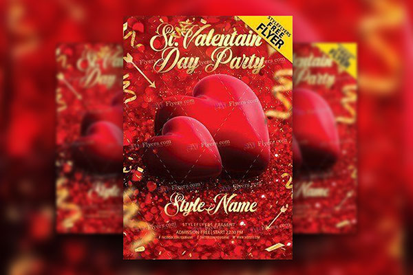 Modern Elegant Valentine's Day Party Flyer Template FREE PSD