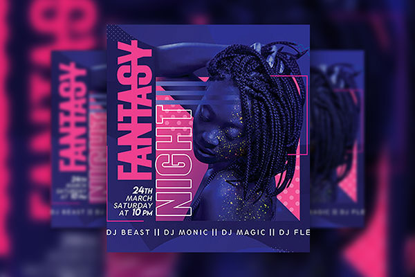 Modern Horizontal Nightclub Party Flyer Template FREE PSD