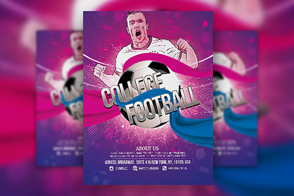 Modern Illustrated College Football Flyer Template FREE PSD