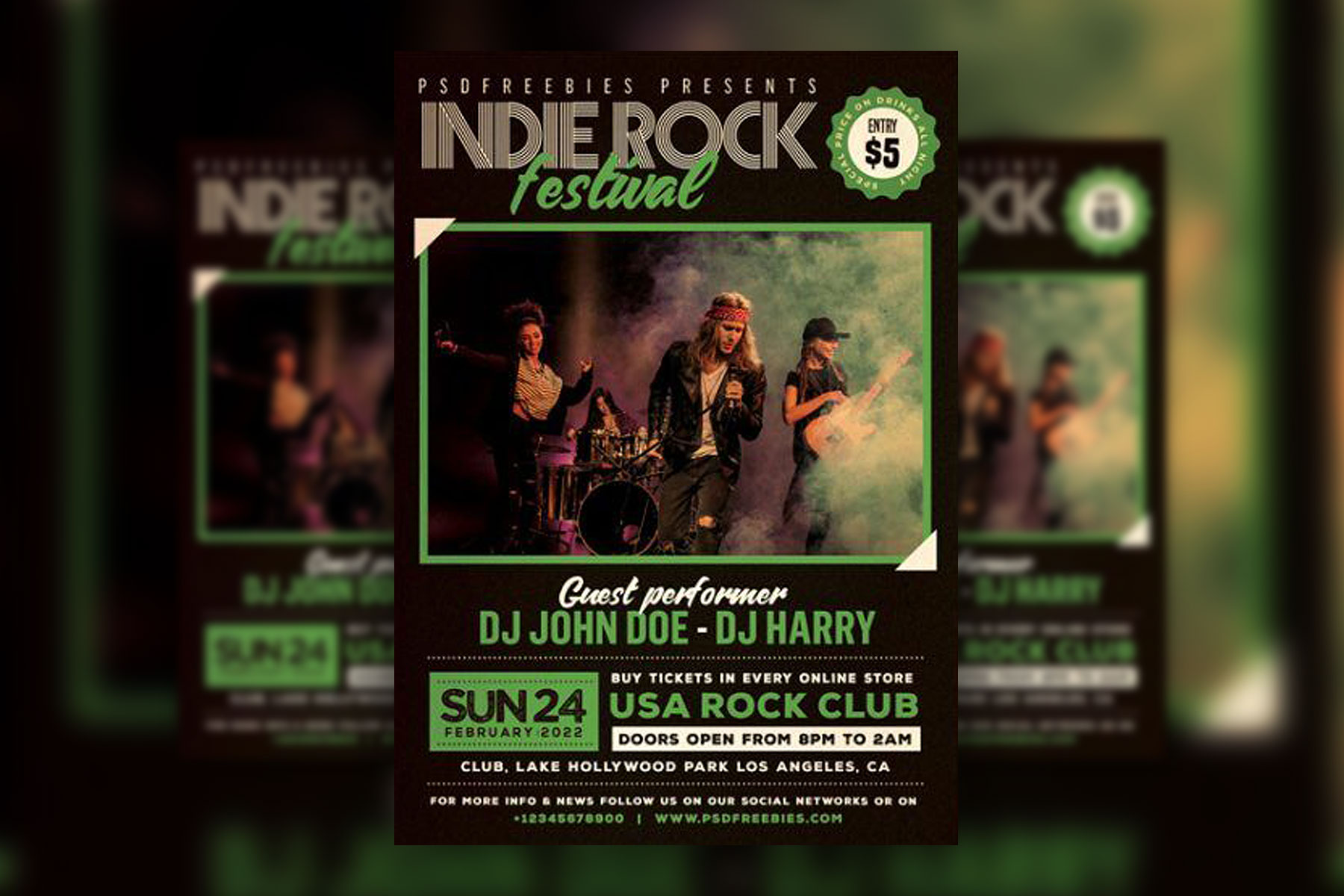 Modern Indie Rock Music Festival Flyer Template FREE Resource Boy