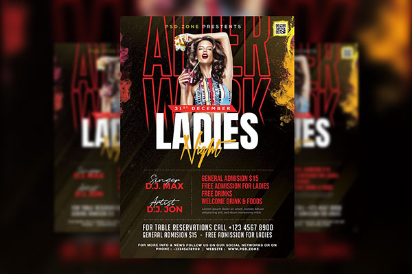 Modern Ladies' Night Party Flyer Template FREE PSD