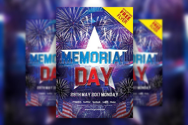 Modern Memorial Day Flyer Template FREE PSD