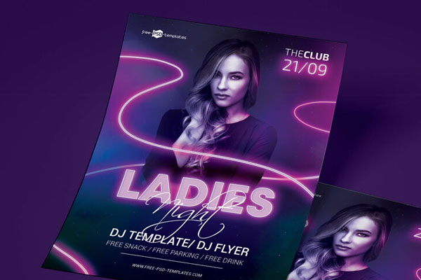 Modern Neon Ladies Night Flyer Template Free Download | Resource Boy