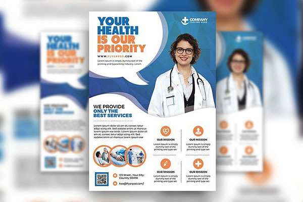 Modern Professional Hospital and Health Care Flyer Template FREE PSD