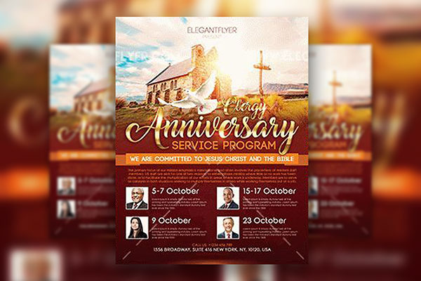 Modern Red Clergy Anniversary Flyer Template FREE PSD