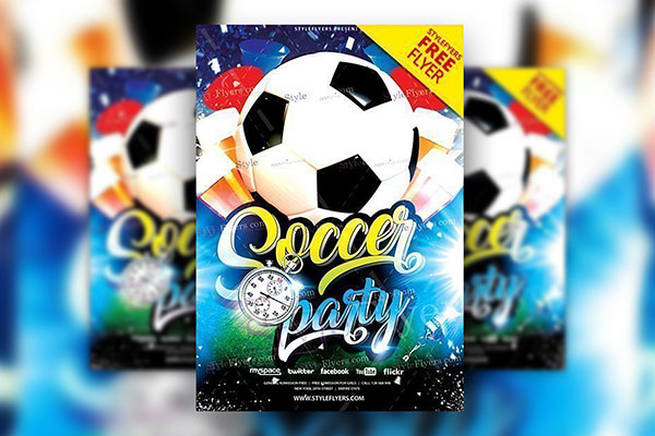 Modern Sparkly Soccer Party Flyer Template FREE PSD