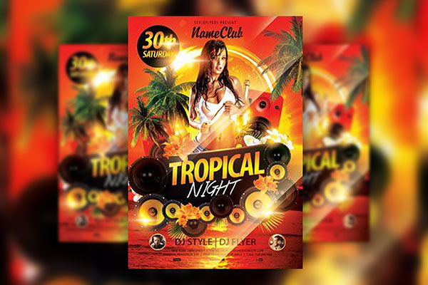 Modern Sunset Tropical Night Party Flyer Template FREE PSD