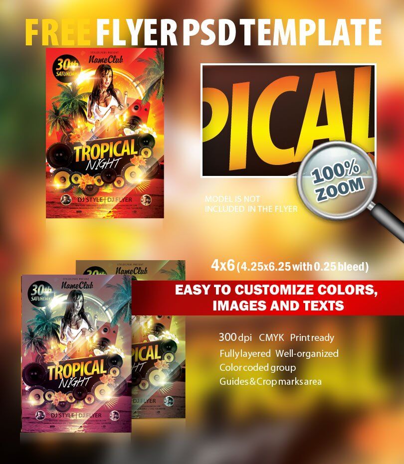 Modern Sunset Tropical Night Party Flyer Template FREE PSD