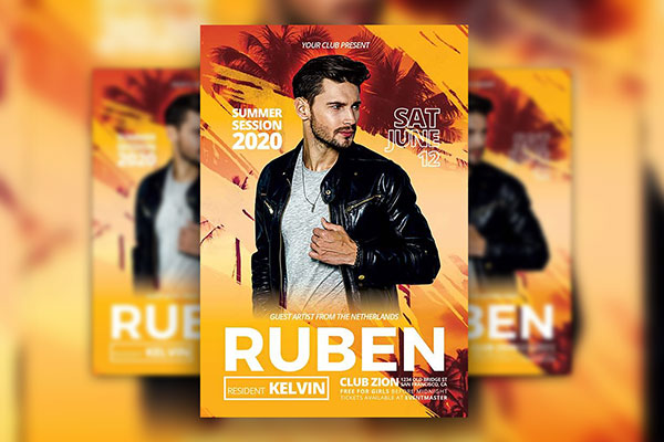 Modern Tropical DJ Club Party Flyer Template FREE PSD