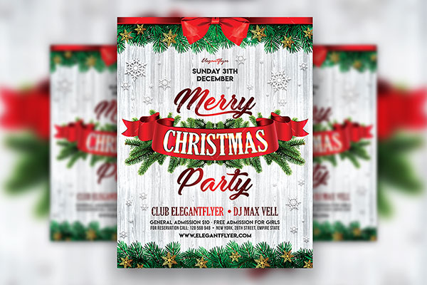 Neat Festive Christmas Party Flyer Template and Facebook Cover FREE PSD