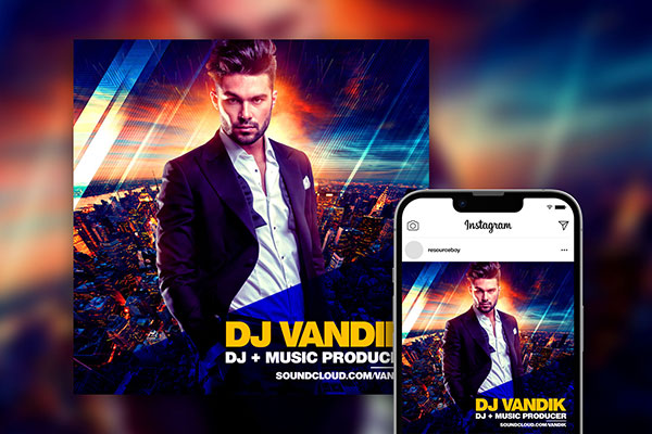 Free Outstanding Urban DJ Party Instagram Post PSD Template