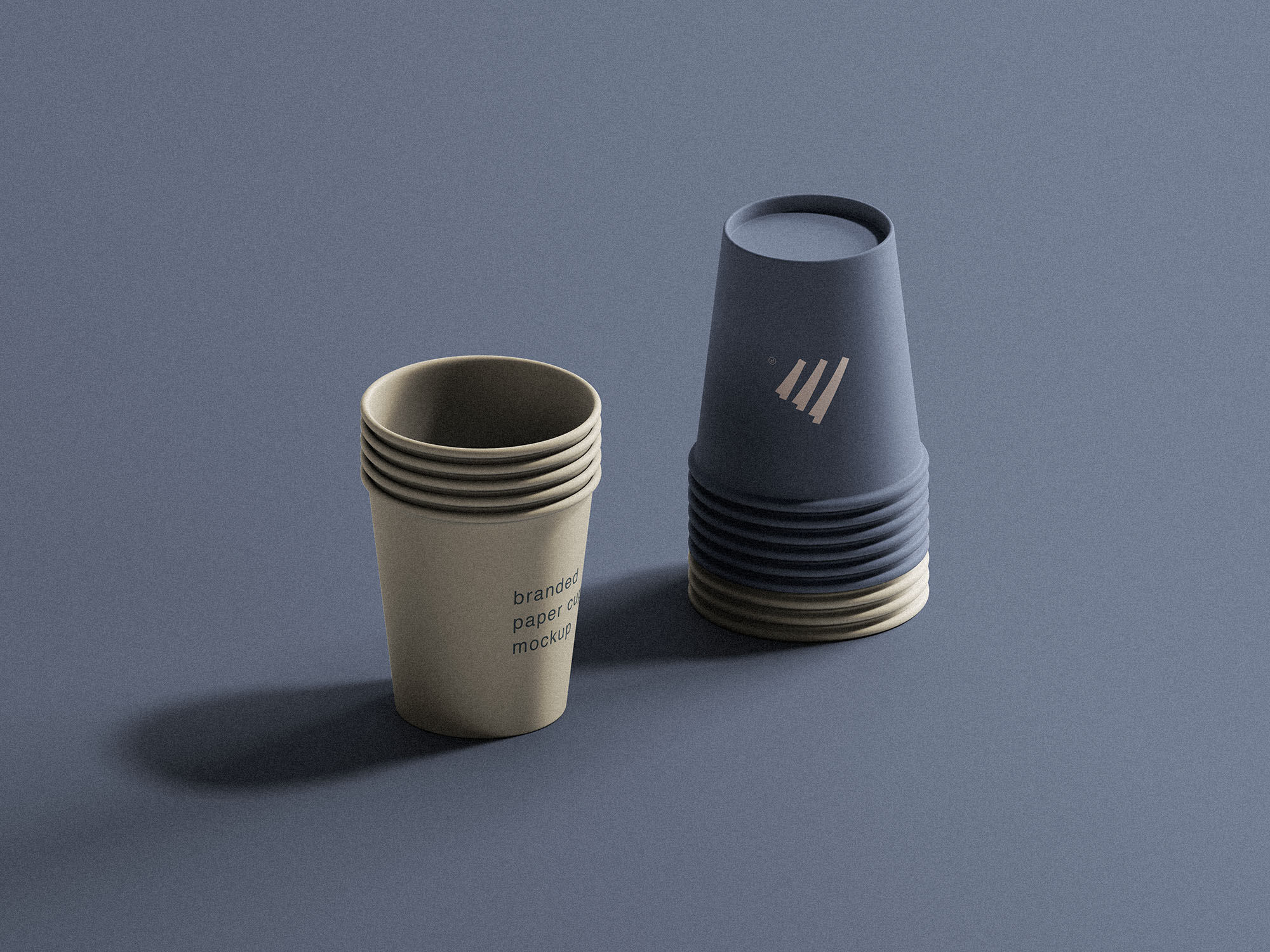 Paper Cup Mockup Featuring Two Stacks in Opposite Directions FREE PSD