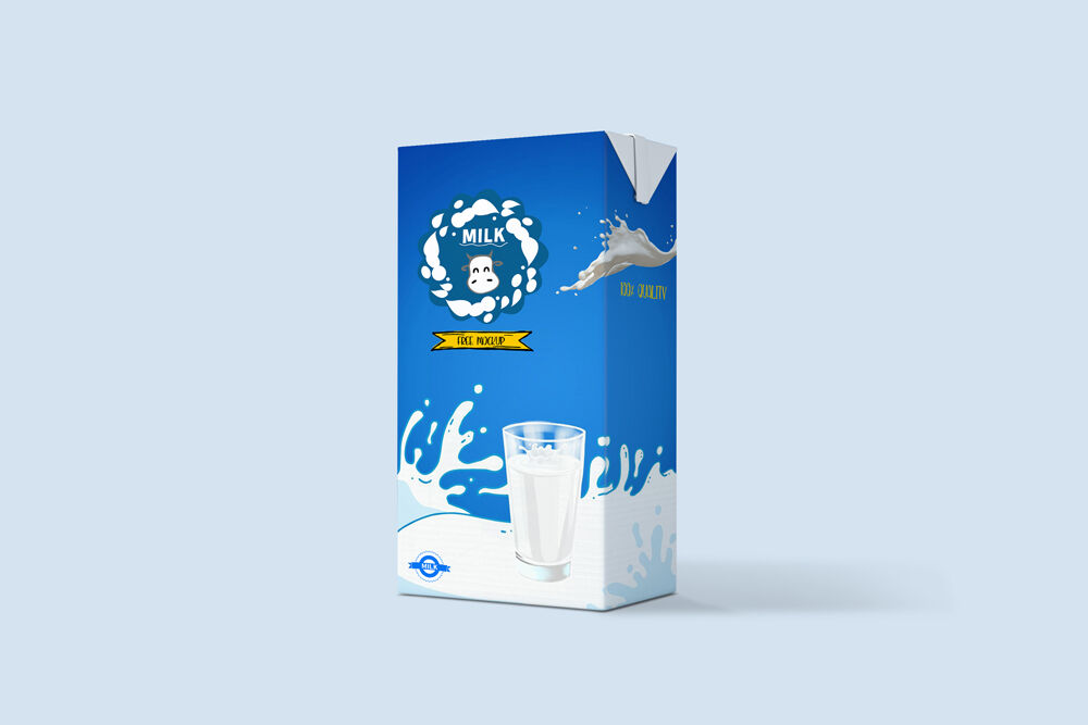 Perspective View Milk Packaging Mockup FREE PSD