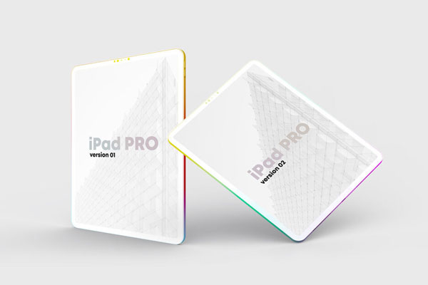 Perspective View of 2 iPad Pro Clay Mockup FREE PSD