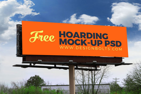 Perspective View Of 2 Outdoor Advertising Billboard Mockup Free