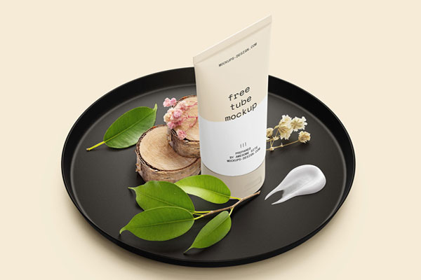 Perspective View of a Cosmetic Tube Scene Creator Mockup FREE PSD