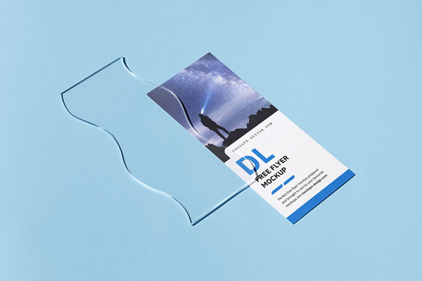 Perspective View of a Flyer with Glass Mockup FREE PSD