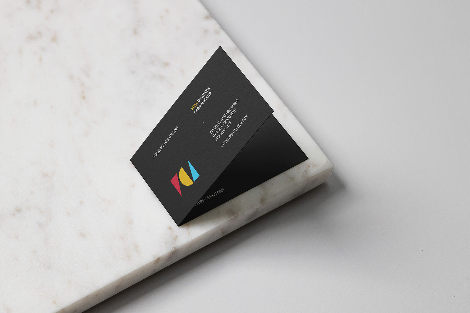 Perspective View of Two Foldable Business Card Mockups FREE PSD
