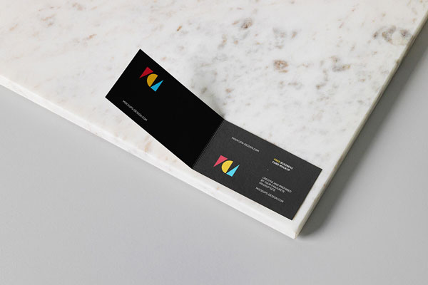 Perspective View of Two Foldable Business Card Mockups FREE PSD