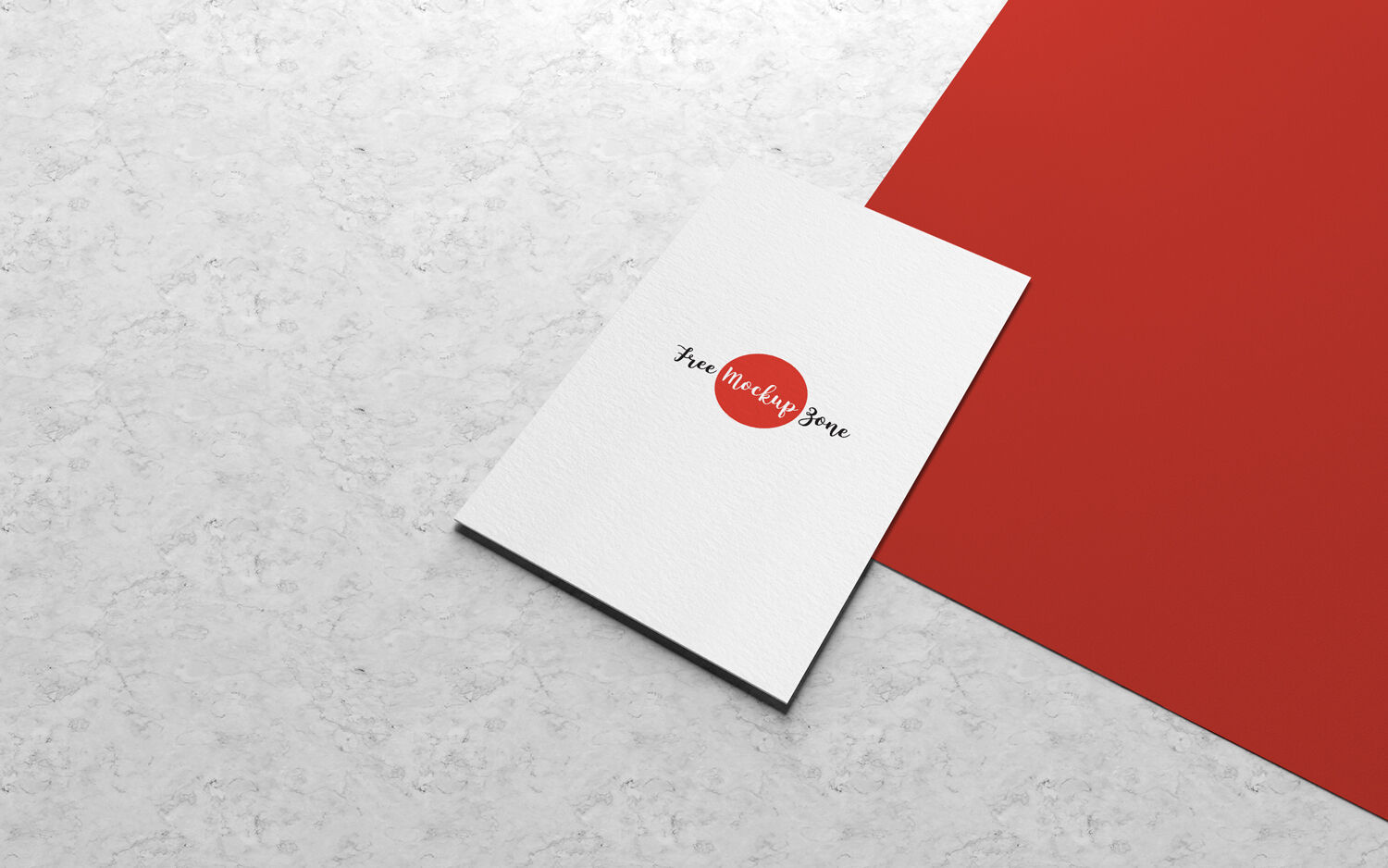 Perspective View Vertical Business Card Mockup on Marble Floor FREE PSD