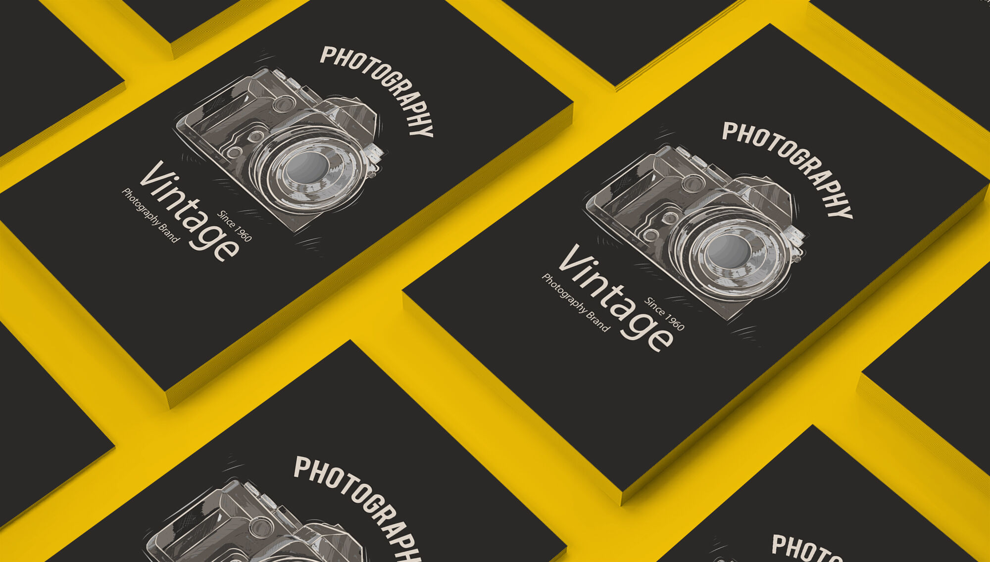 Perspective View Vertical Business Cards in Grid Style Mockup FREE PSD