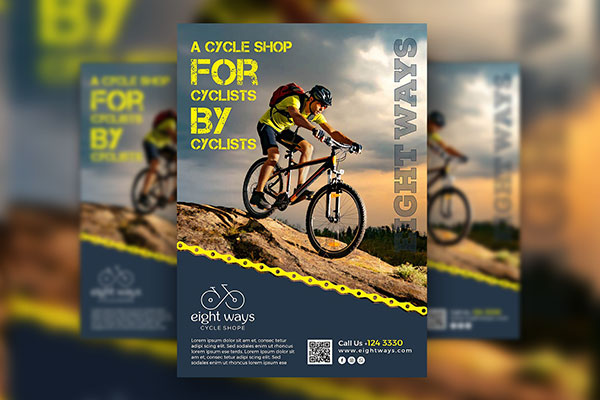 Photo Chain Bicycle Store Flyer Template FREE PSD