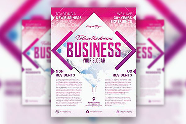 Pink Geometric Business Flyer and Facebook Cover Template FREE PSD