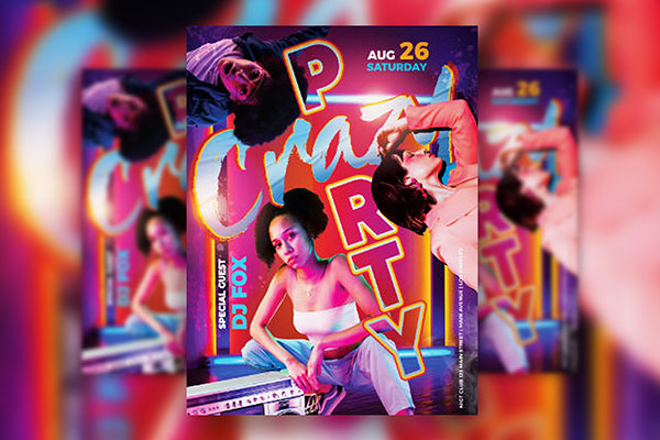 Pink, Purple, Modern Nightclub Flyer Template FREE PSD