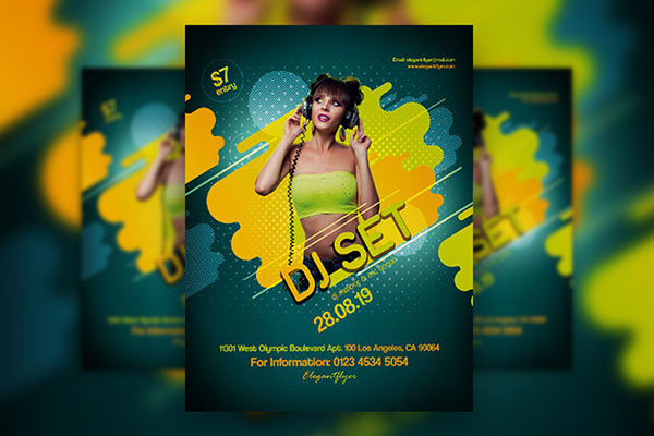 Playful Dots DJ Party Flyer Template FREE PSD
