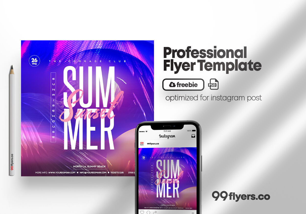 Purple Futuristic Multipurpose Party Flyer Template FREE PSD