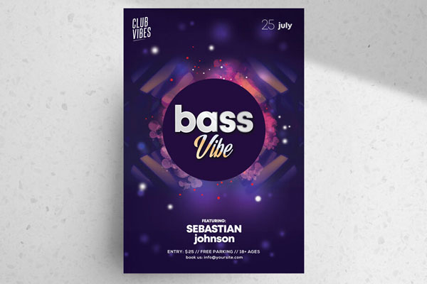 Purple, Futuristic Night Party Flyer Template FREE PSD