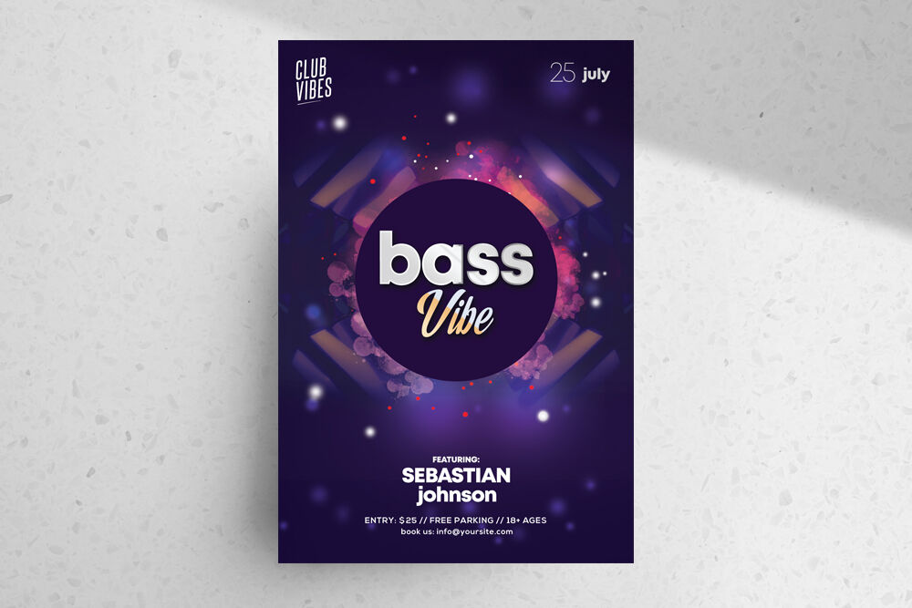 Purple, Futuristic Night Party Flyer Template FREE PSD
