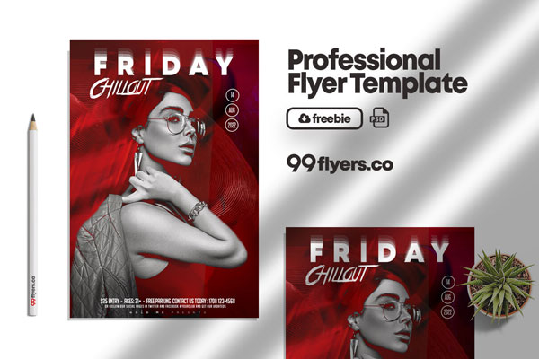 Reddish Modern Club Event Flyer Template FREE PSD