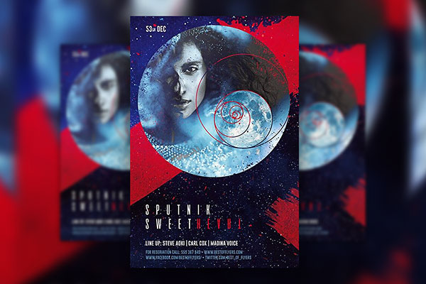Retro Electro Party Flyer Template and Facebook and Instagram Covers FREE PSD